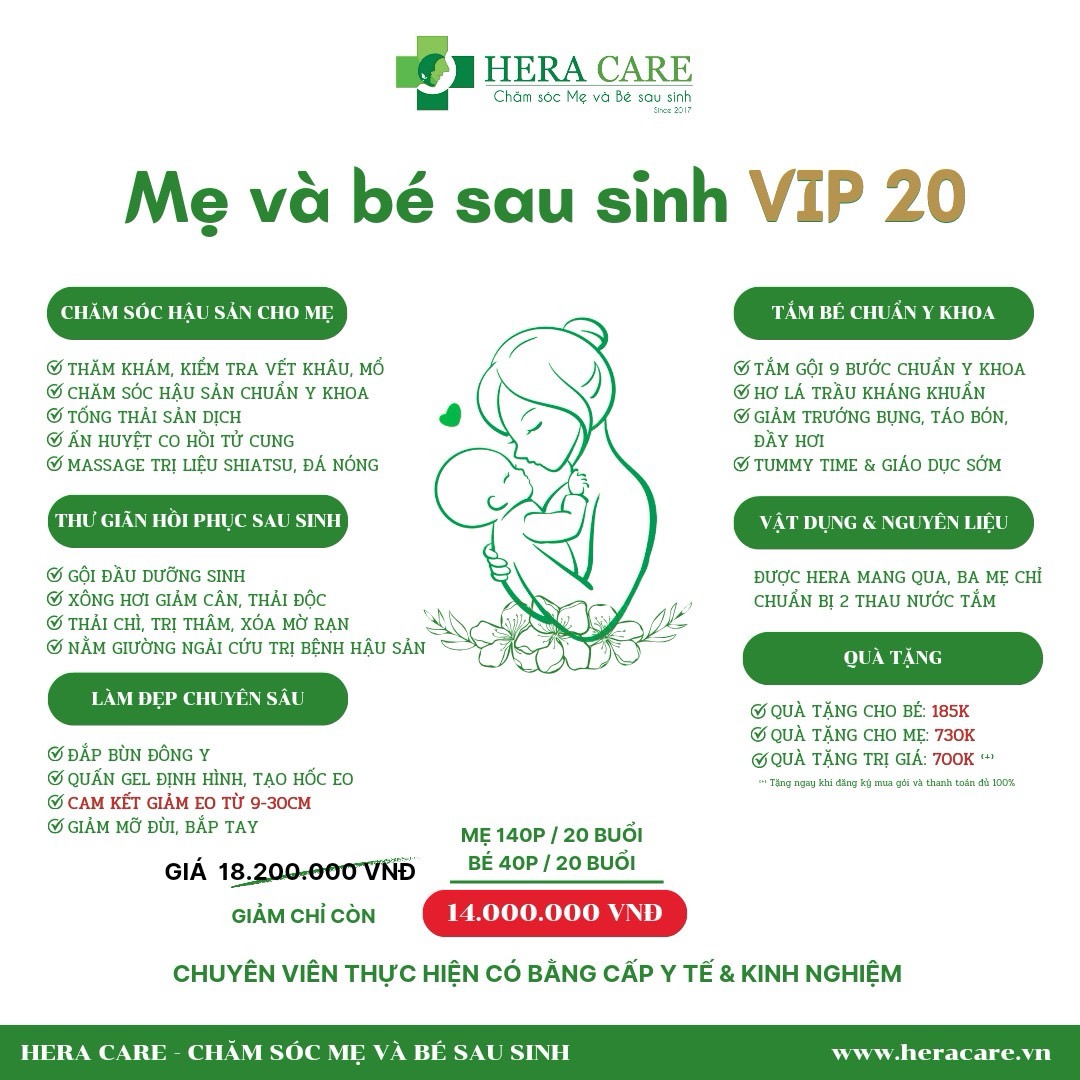 bảng giá dịch vụ chăm sóc mẹ và bé sau sinh tại nhà gói vip 20 ngày